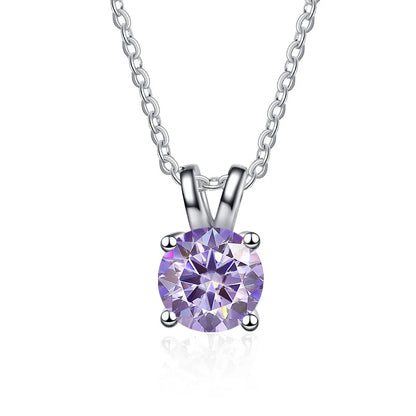 1 Carat Moissanite Solitaire Pendant Necklace – 925 Sterling Silver Bridal Wedding Jewelry Gift