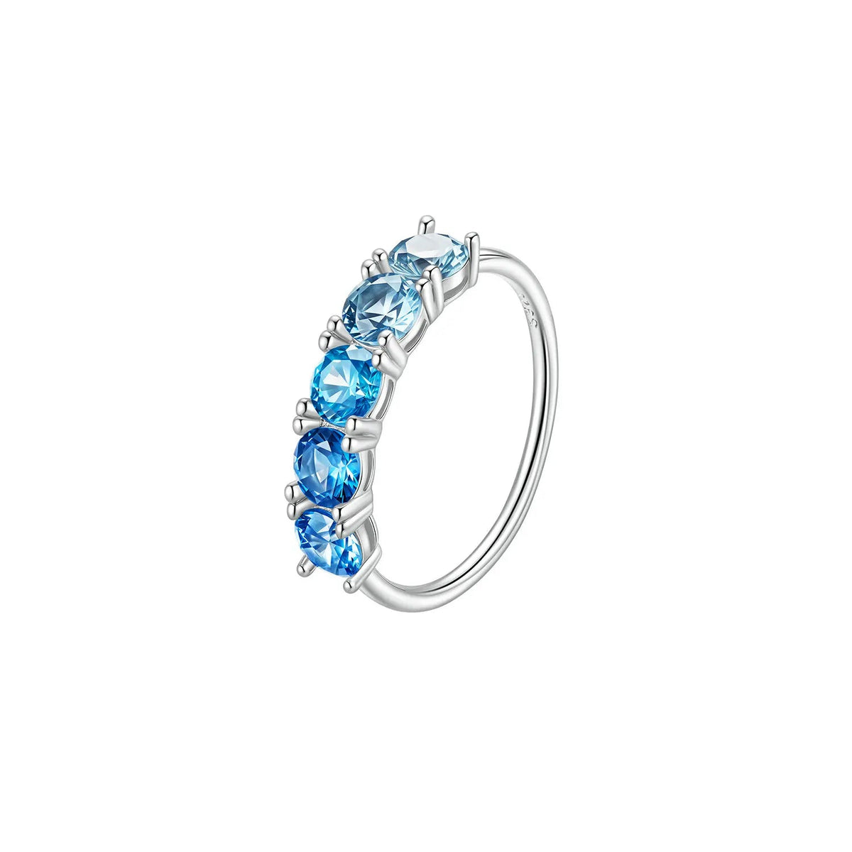 Pink, Blue & Green Gradient Sapphire Half Eternity Ring