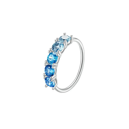Pink, Blue & Green Gradient Sapphire Half Eternity Ring