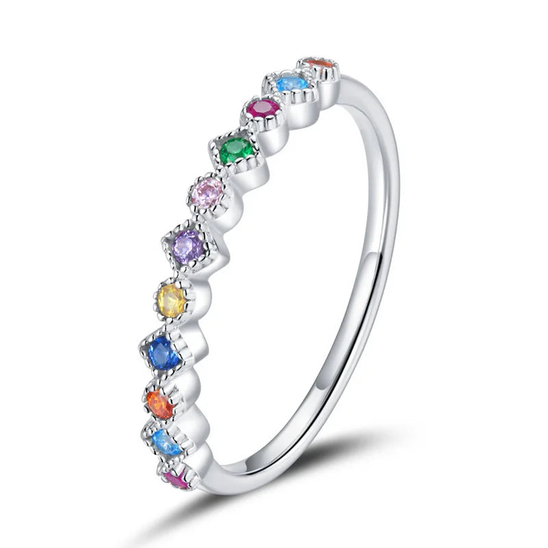 Multicolor Sapphire Rainbow Gemstone Eternity Ring