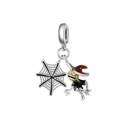 925 Sterling Silver Halloween Charm – Pumpkin Wagon & Magic Hat Bead for Bracelet or Pendant