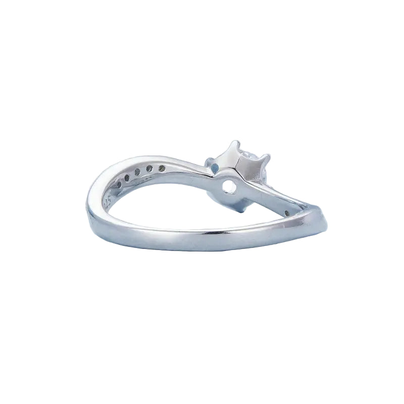 925 Sterling Silver Twisted Geometric Ring with Sparkling CZ