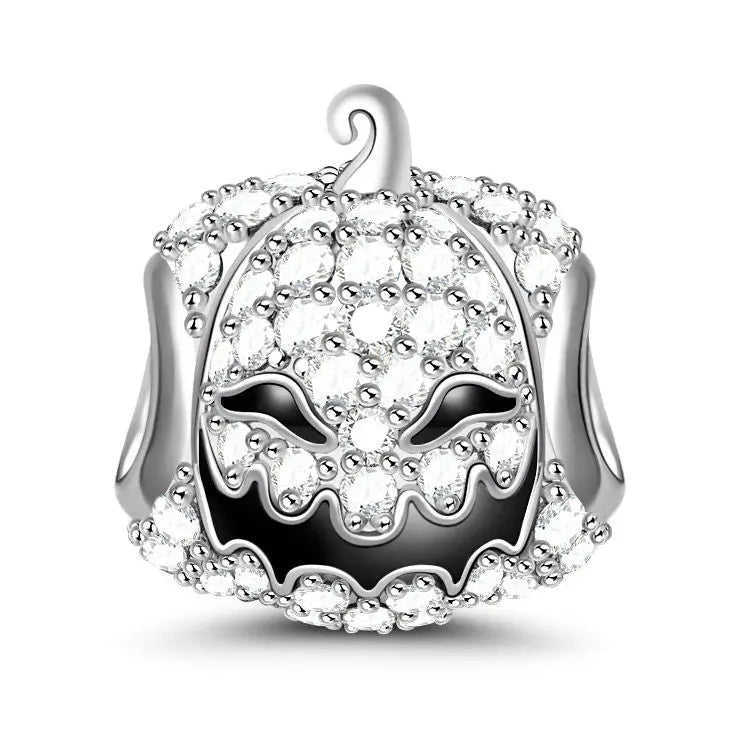 925 Sterling Silver Halloween Charm – Pumpkin Wagon & Magic Hat Bead for Bracelet or Pendant