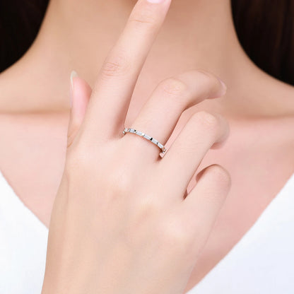 925 Sterling Silver Rainbow Emerald Cut CZ Ring