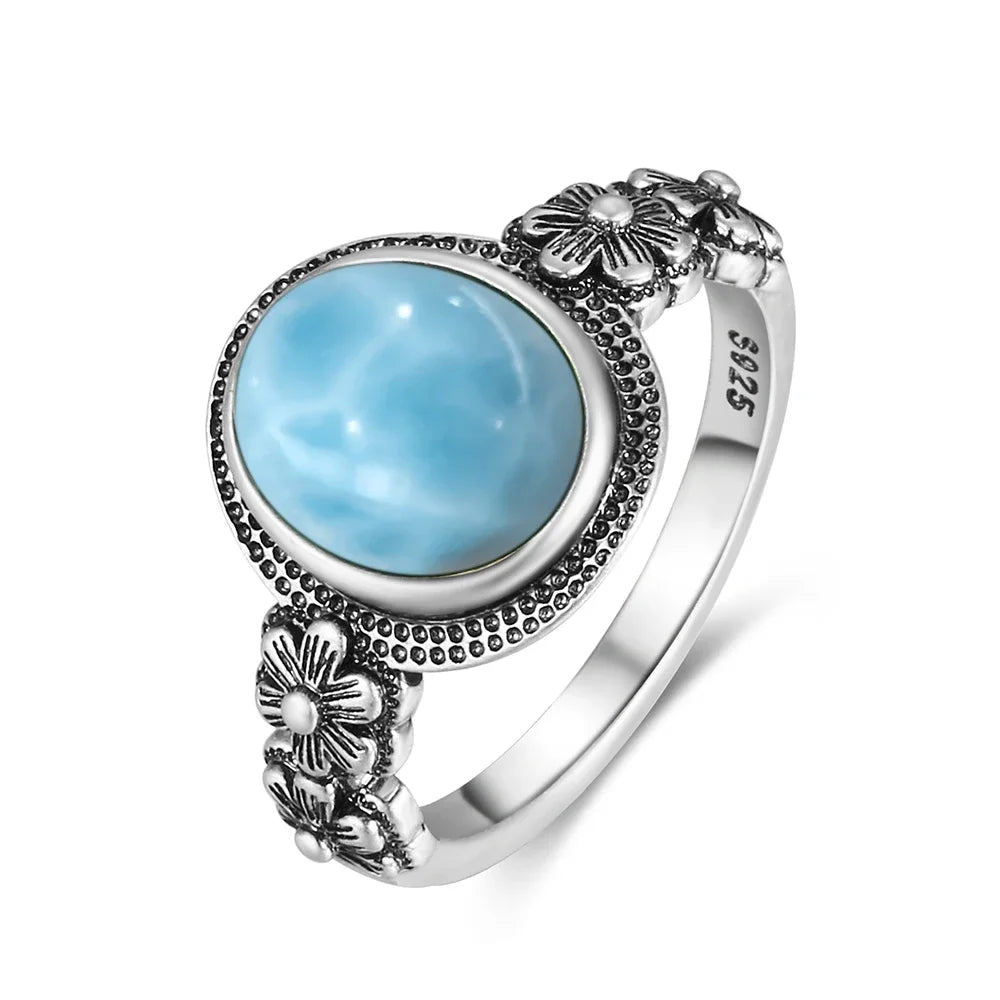 Natural Larimar Vintage Ring