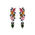Multi Tourmaline Dangle Earrings in 925 Sterling Silver