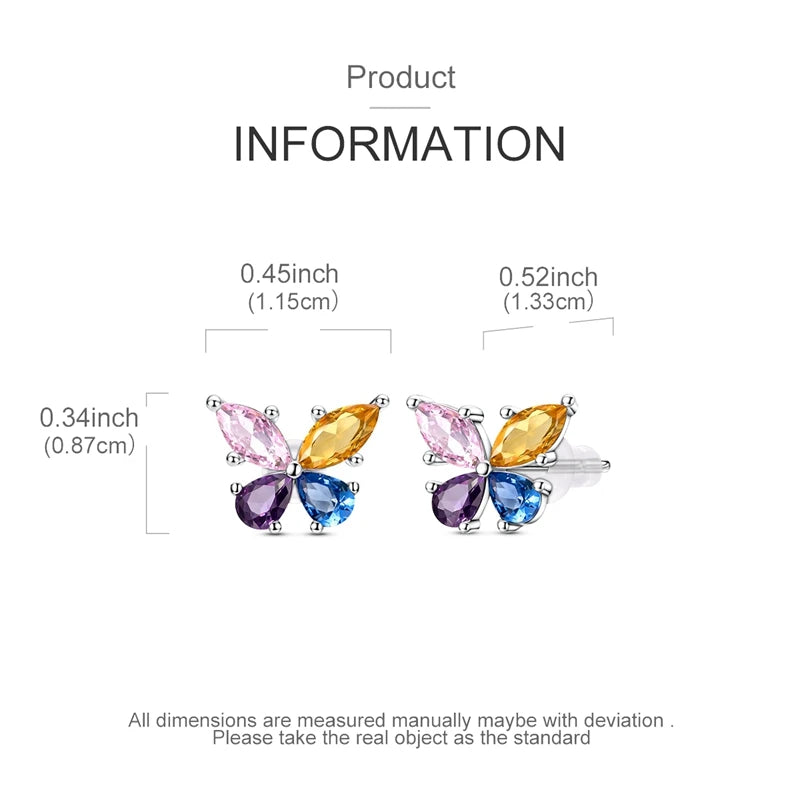 Four-Gemstone Butterfly Stud Earrings