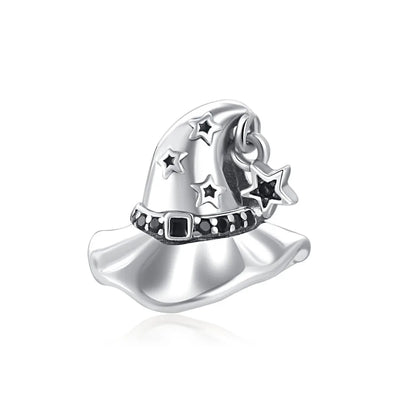 925 Sterling Silver Halloween Charm – Pumpkin Wagon & Magic Hat Bead for Bracelet or Pendant