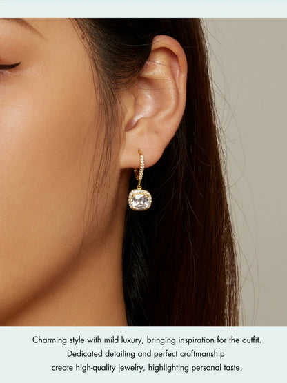 1 Carat Cushion Cut Moissanite Drop Earrings in 925 Sterling Silver