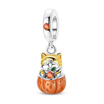 Luminous Pumpkin Charm Collection in 925 Sterling Silver – Glow-in-the-Dark Bracelet Charms