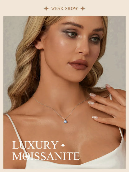 1 Carat Blue Moissanite Classic in  925 Sterling Silver