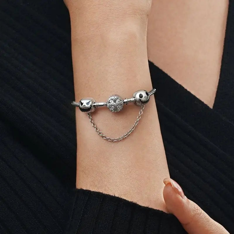 925 Sterling Silver Halloween Charm – Pumpkin Wagon & Magic Hat Bead for Bracelet or Pendant