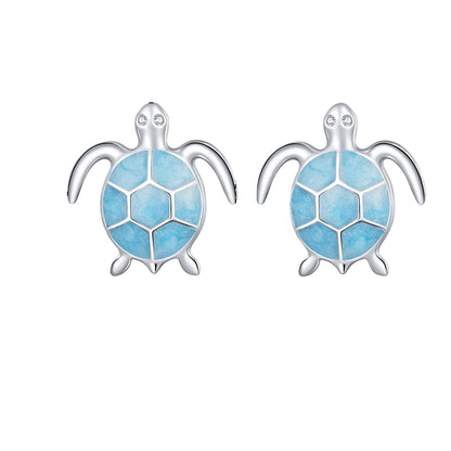 925 Sterling Silver Sea Turtle, Starfish, Seahorse Stud Earrings | Cute Beach Jewelry for Girls