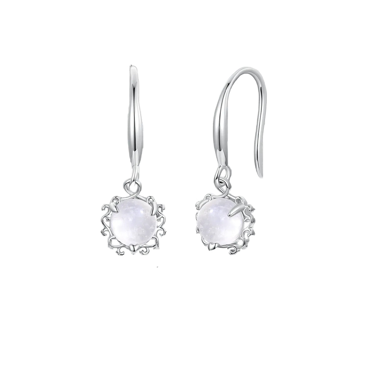 Natural Moonstone Drop Dangle Leverback Earrings Rainbow