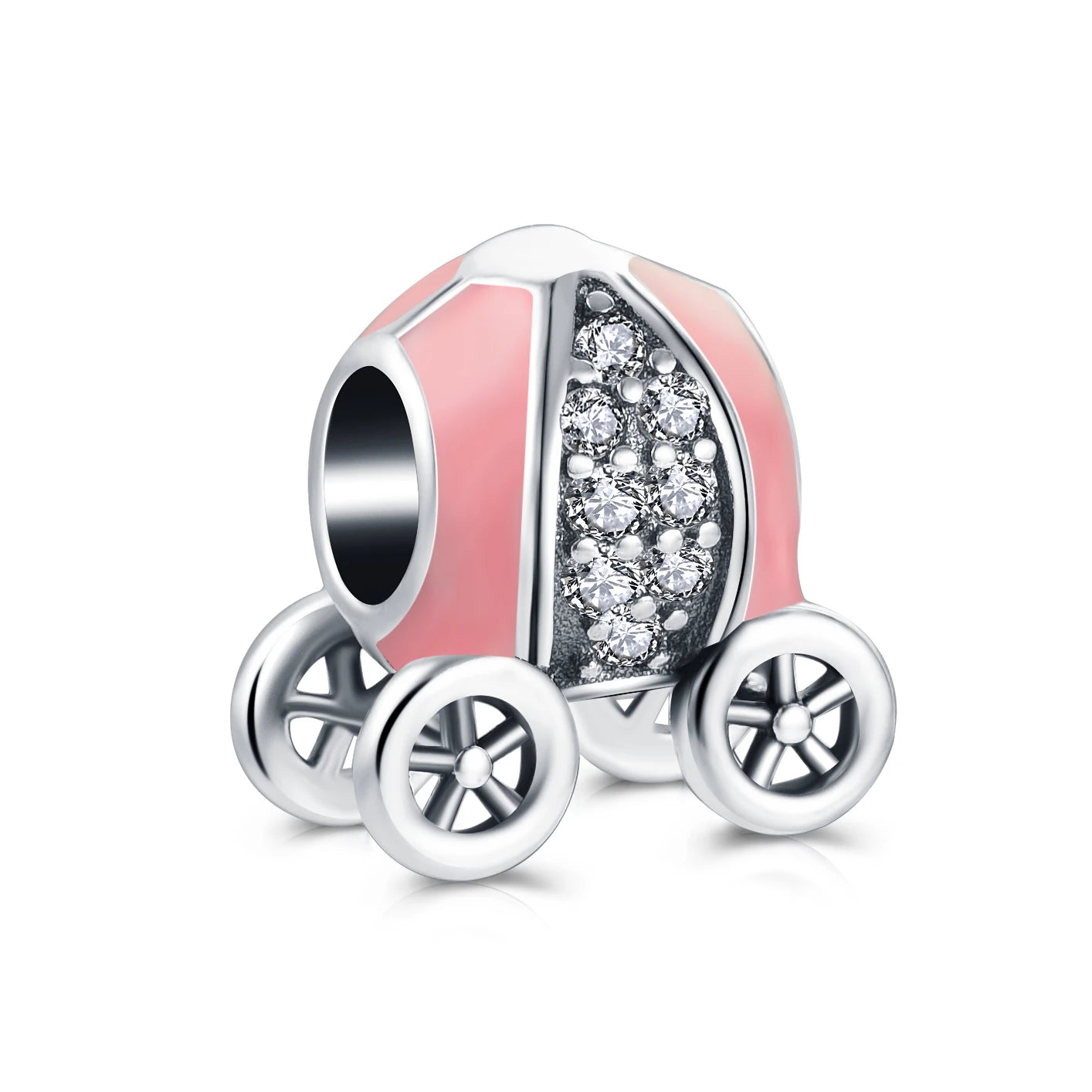925 Sterling Silver Halloween Charm – Pumpkin Wagon & Magic Hat Bead for Bracelet or Pendant