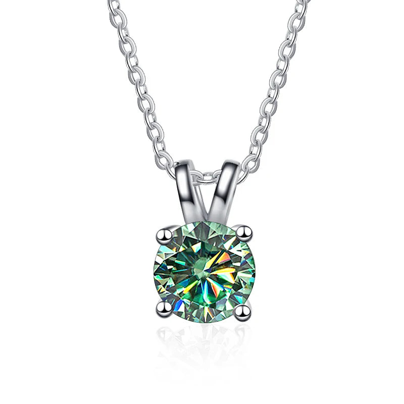1 Carat Moissanite Solitaire Pendant Necklace – 925 Sterling Silver Bridal Wedding Jewelry Gift