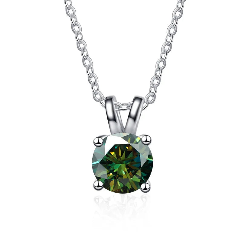 1 Carat Moissanite Solitaire Pendant Necklace – 925 Sterling Silver Bridal Wedding Jewelry Gift