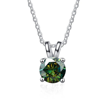 1 Carat Moissanite Solitaire Pendant Necklace – 925 Sterling Silver Bridal Wedding Jewelry Gift