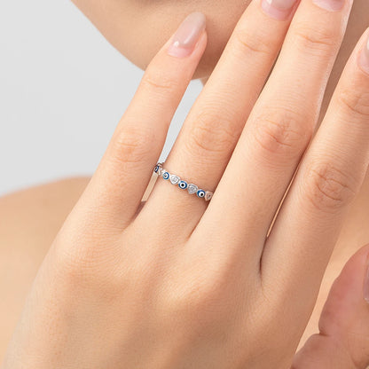 Dainty Blue Evil Eye Protection Ring