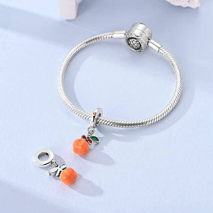 Luminous Pumpkin Charm Collection in 925 Sterling Silver – Glow-in-the-Dark Bracelet Charms
