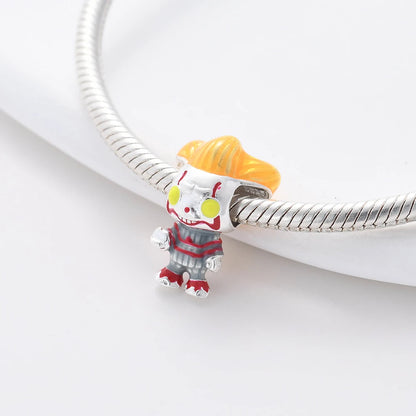 925 Sterling Silver Halloween Charm – Pumpkin Wagon & Magic Hat Bead for Bracelet or Pendant