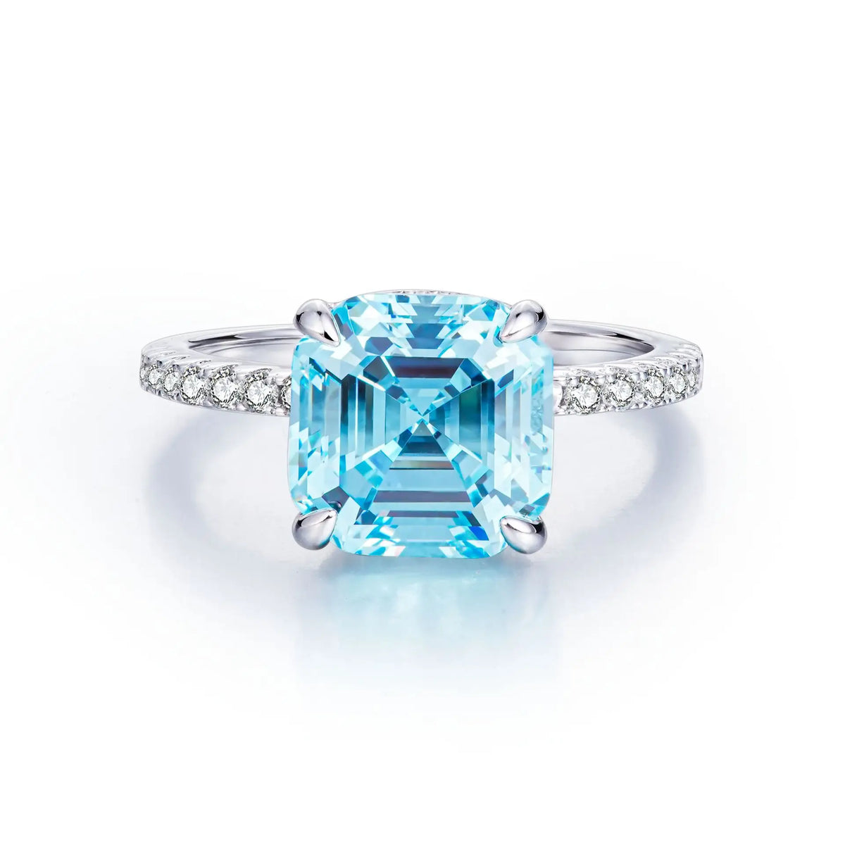 Cushion Cut Colored Gemstone Ring | Champagne, Blue & Green