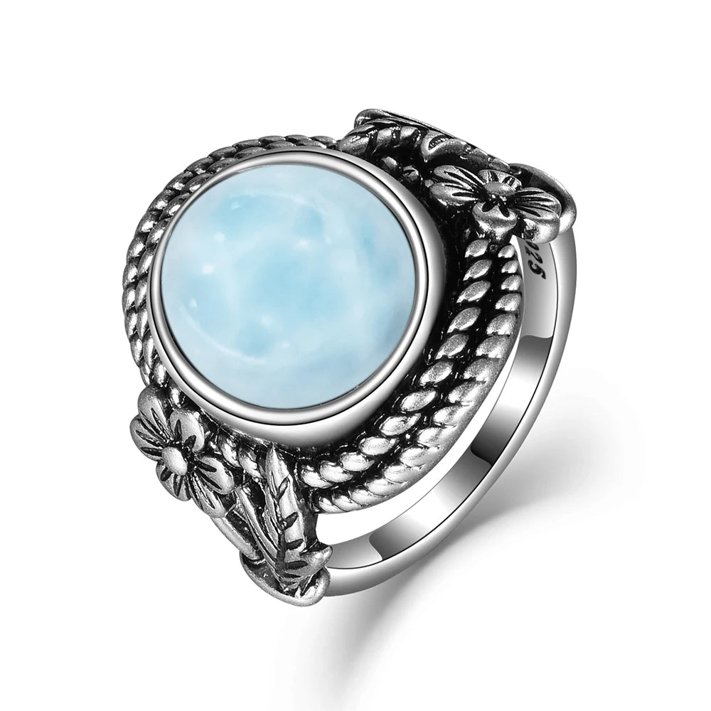 Natural Larimar Vintage Ring