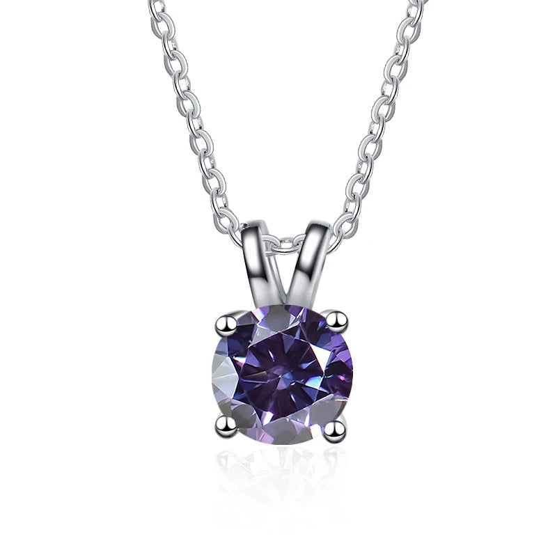 1 Carat Moissanite Solitaire Pendant Necklace – 925 Sterling Silver Bridal Wedding Jewelry Gift