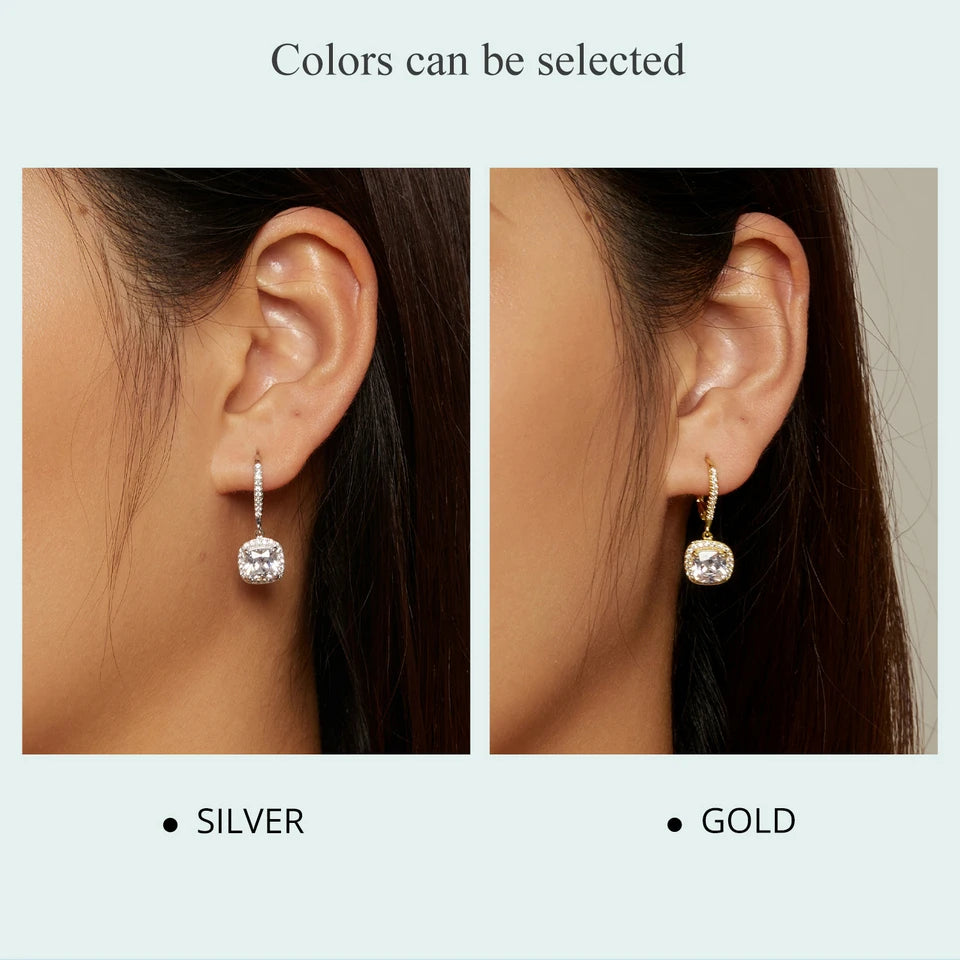 1 Carat Cushion Cut Moissanite Drop Earrings in 925 Sterling Silver