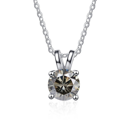 1 Carat Moissanite Solitaire Pendant Necklace – 925 Sterling Silver Bridal Wedding Jewelry Gift