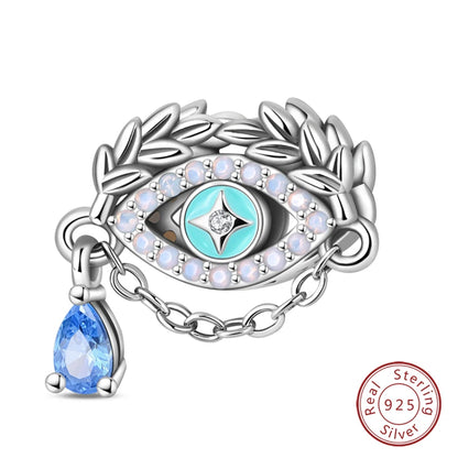 925 Sterling Silver Evil Eye & Hamsa Charms – Blue CZ Protection Beads for Bracelet or Necklace