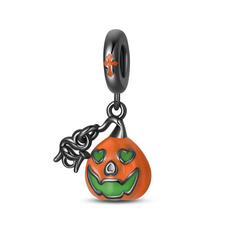 Luminous Pumpkin Charm Collection in 925 Sterling Silver – Glow-in-the-Dark Bracelet Charms