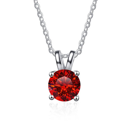 1 Carat Moissanite Solitaire Pendant Necklace – 925 Sterling Silver Bridal Wedding Jewelry Gift