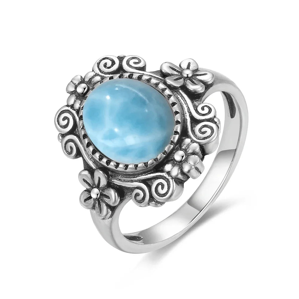 Natural Larimar Vintage Ring