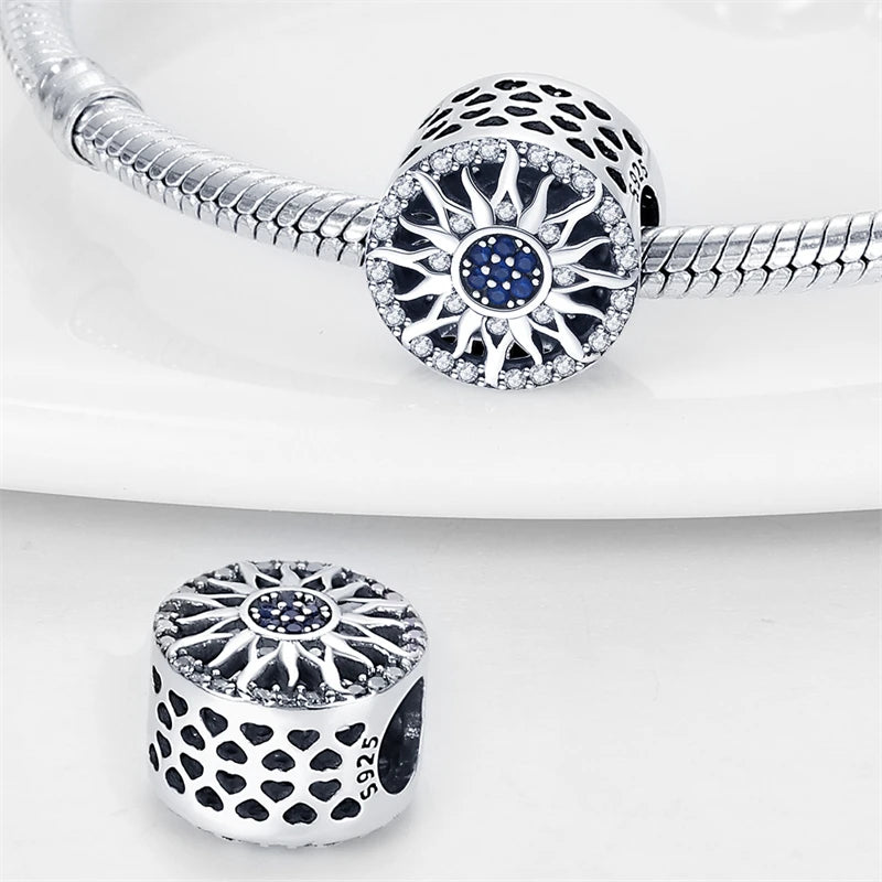 925 Sterling Silver Evil Eye & Hamsa Charms – Blue CZ Protection Beads for Bracelet or Necklace