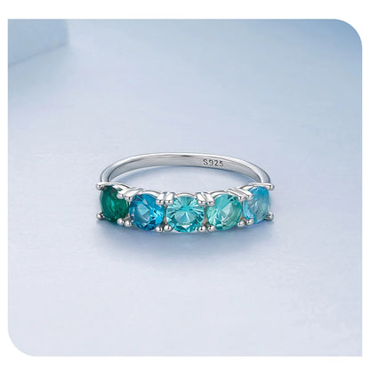 Pink, Blue & Green Gradient Sapphire Half Eternity Ring