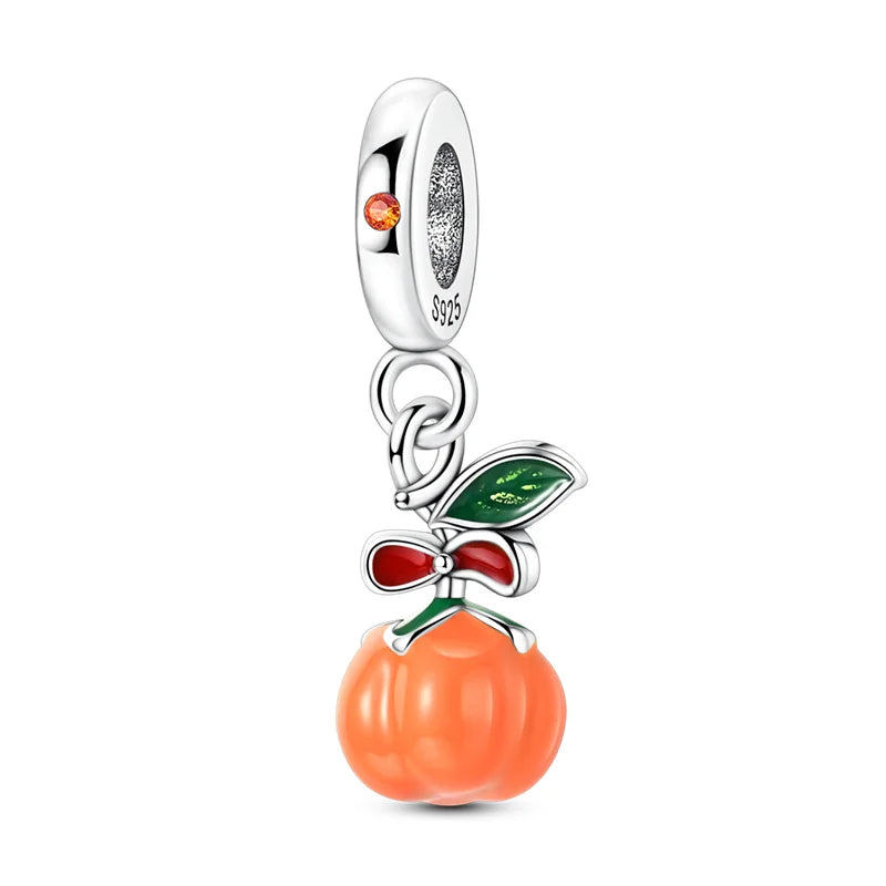Luminous Pumpkin Charm Collection in 925 Sterling Silver – Glow-in-the-Dark Bracelet Charms