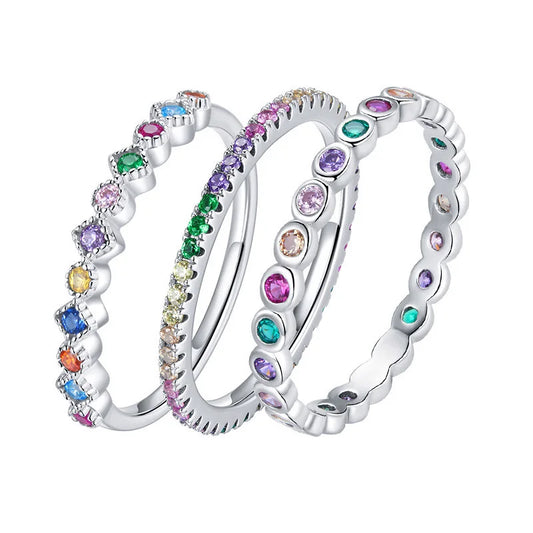 Multicolor Sapphire Rainbow Gemstone Eternity Ring