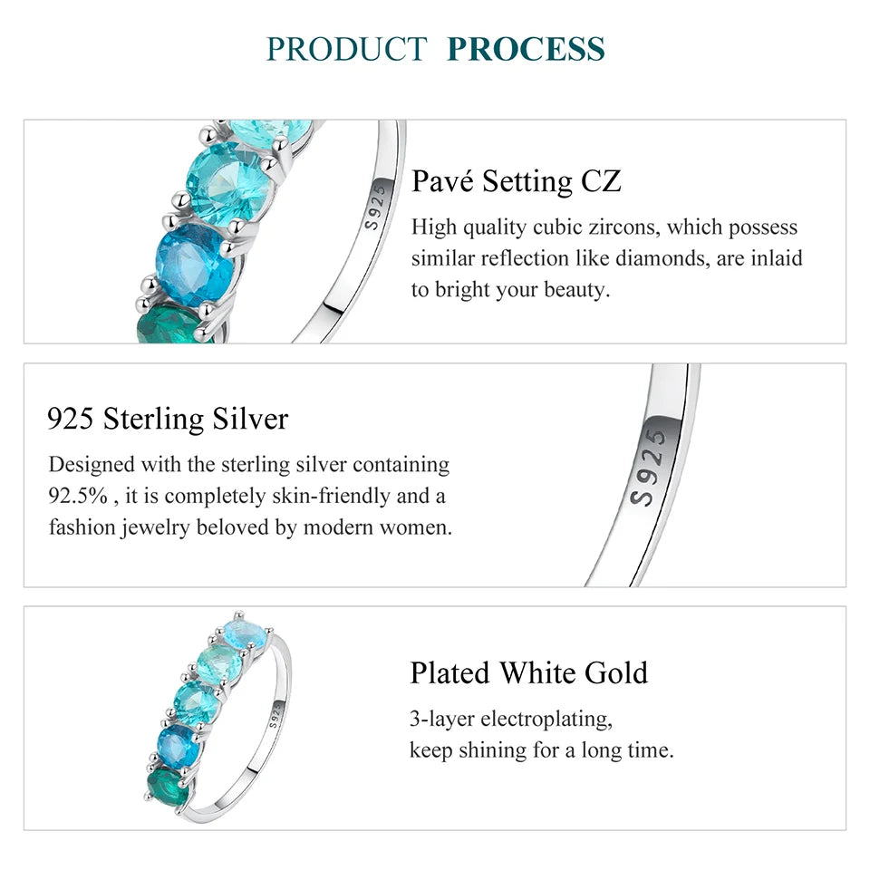 Pink, Blue & Green Gradient Sapphire Half Eternity Ring
