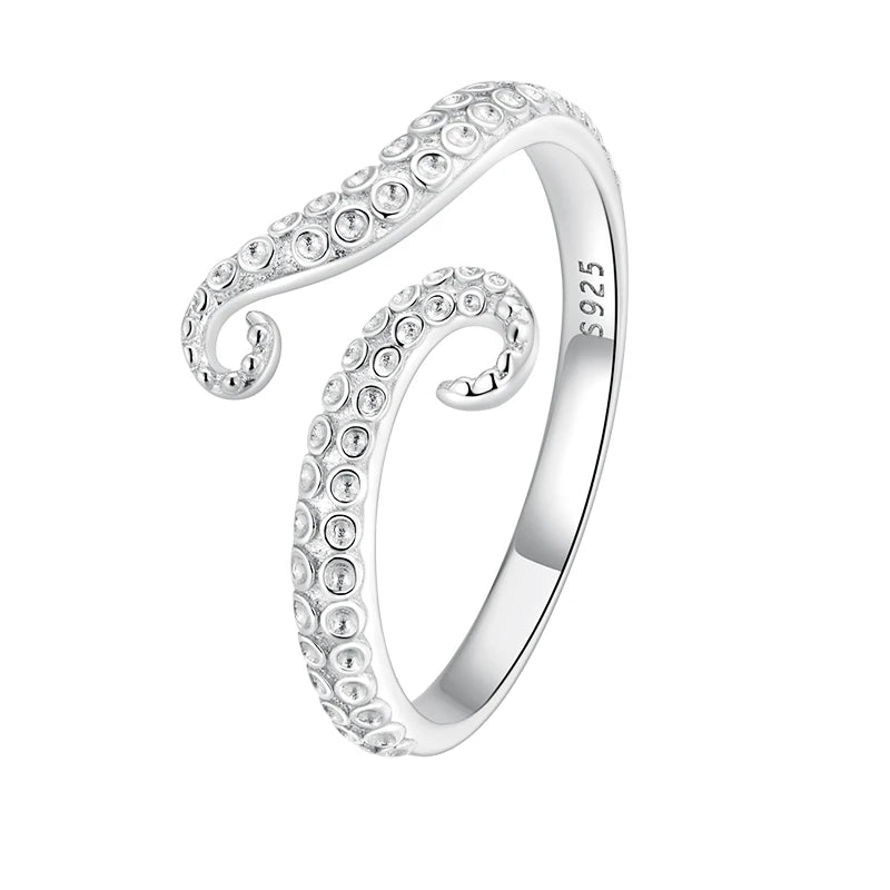 Ocean-Inspired Adjustable Ring in 925 Sterling Silver – Starfish, Turtle, Wave & Opal Designs
