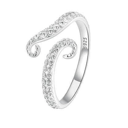 Ocean-Inspired Adjustable Ring in 925 Sterling Silver – Starfish, Turtle, Wave & Opal Designs