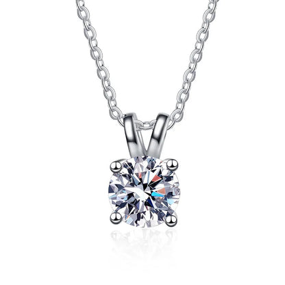 1 Carat Moissanite Solitaire Pendant Necklace – 925 Sterling Silver Bridal Wedding Jewelry Gift