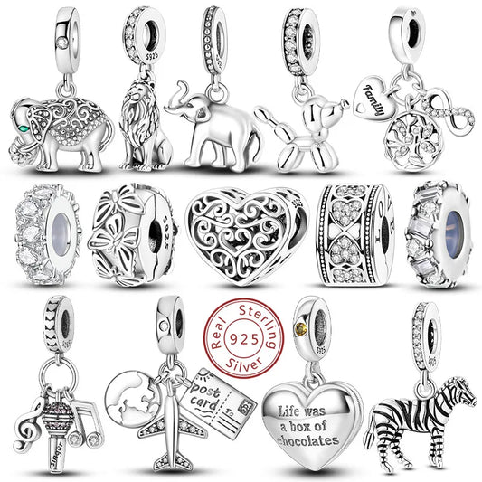 925 Sterling Silver Charms Beads Pendant Tree of Life Dog Elephant Love Heart Charm Fit Original Bracelet DIY Women Jewelry Gift