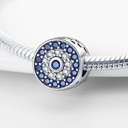 925 Sterling Silver Evil Eye & Hamsa Charms – Blue CZ Protection Beads for Bracelet or Necklace