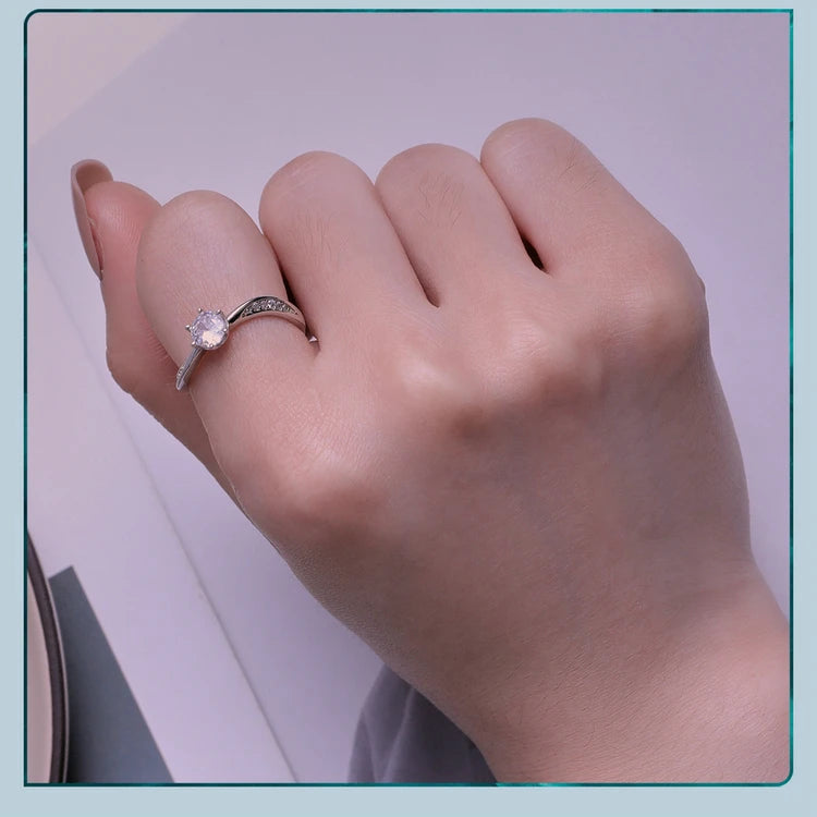 925 Sterling Silver Twisted Geometric Ring with Sparkling CZ