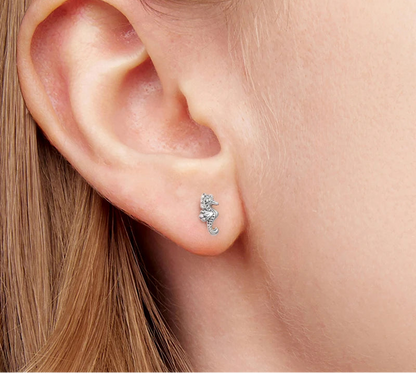 925 Sterling Silver Sea Turtle, Starfish, Seahorse Stud Earrings | Cute Beach Jewelry for Girls