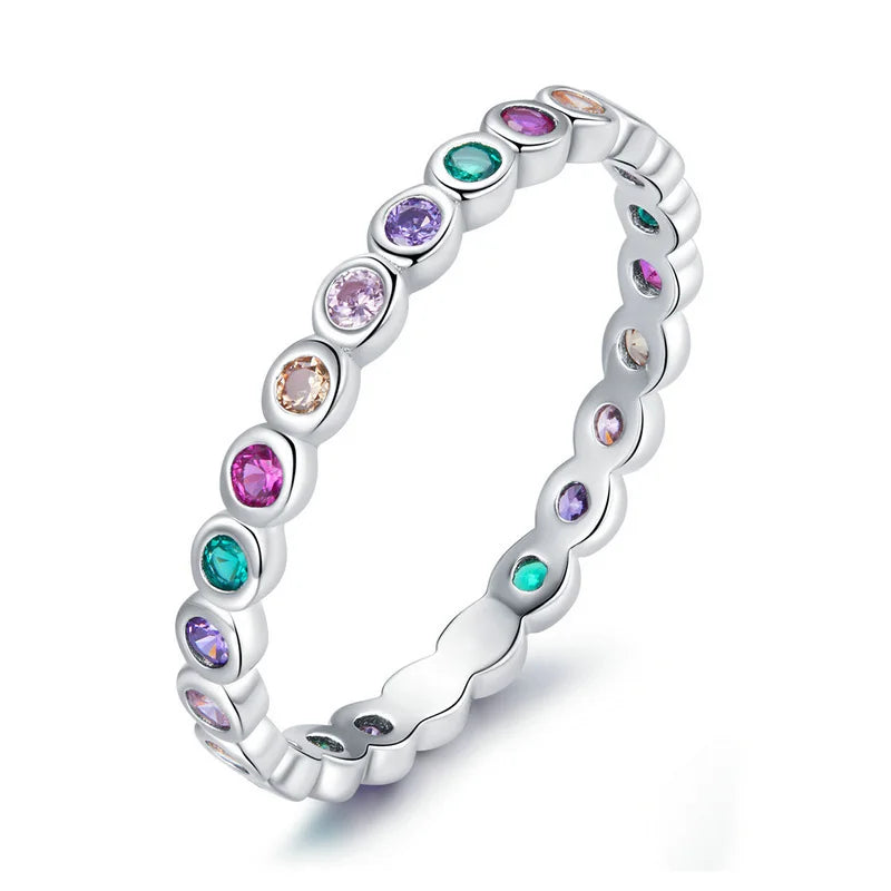 Multicolor Sapphire Rainbow Gemstone Eternity Ring