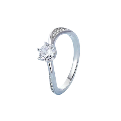 925 Sterling Silver Twisted Geometric Ring with Sparkling CZ
