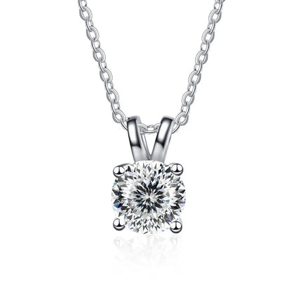 1 Carat Moissanite Solitaire Pendant Necklace – 925 Sterling Silver Bridal Wedding Jewelry Gift