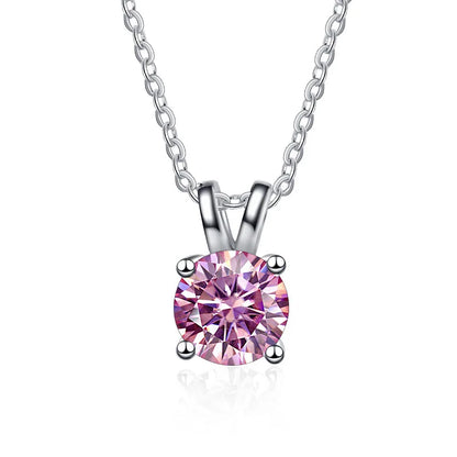 1 Carat Moissanite Solitaire Pendant Necklace – 925 Sterling Silver Bridal Wedding Jewelry Gift